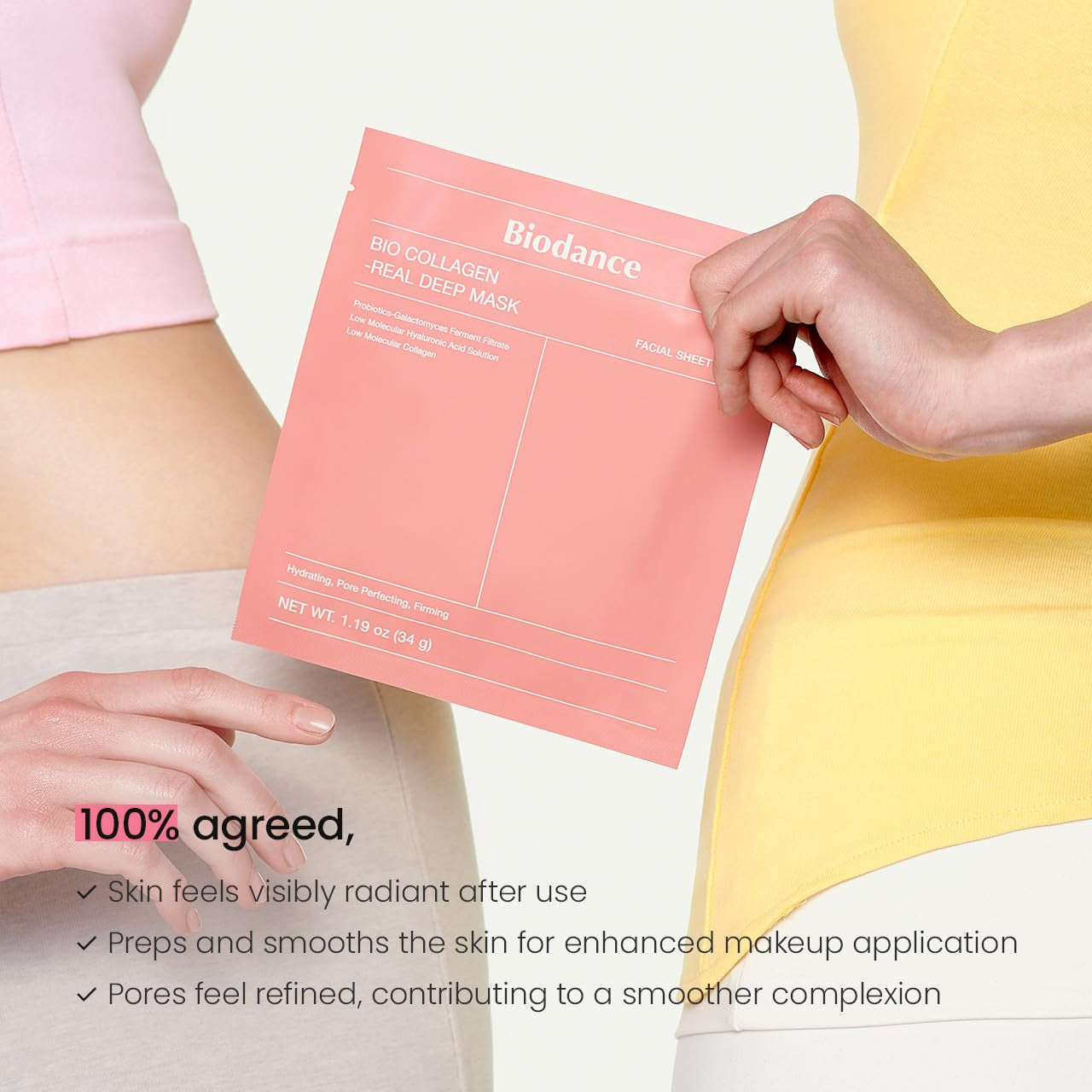 Bio-Collagen Real Deep Mask, Hydrating Overnight Hydrogel Mask, Pore Minimizing, Elasticity Improvement, Korean Skincare | 1.19Oz(34G) X 4Ea