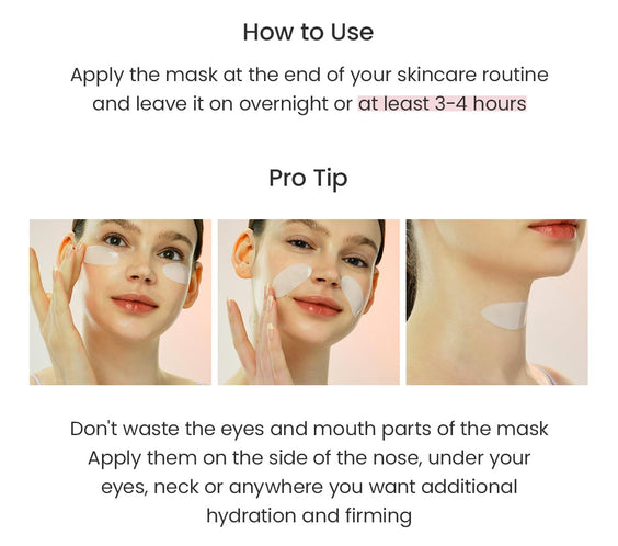 Bio-Collagen Real Deep Mask, Hydrating Overnight Hydrogel Mask, Pore Minimizing, Elasticity Improvement, Korean Skincare | 1.19Oz(34G) X 4Ea