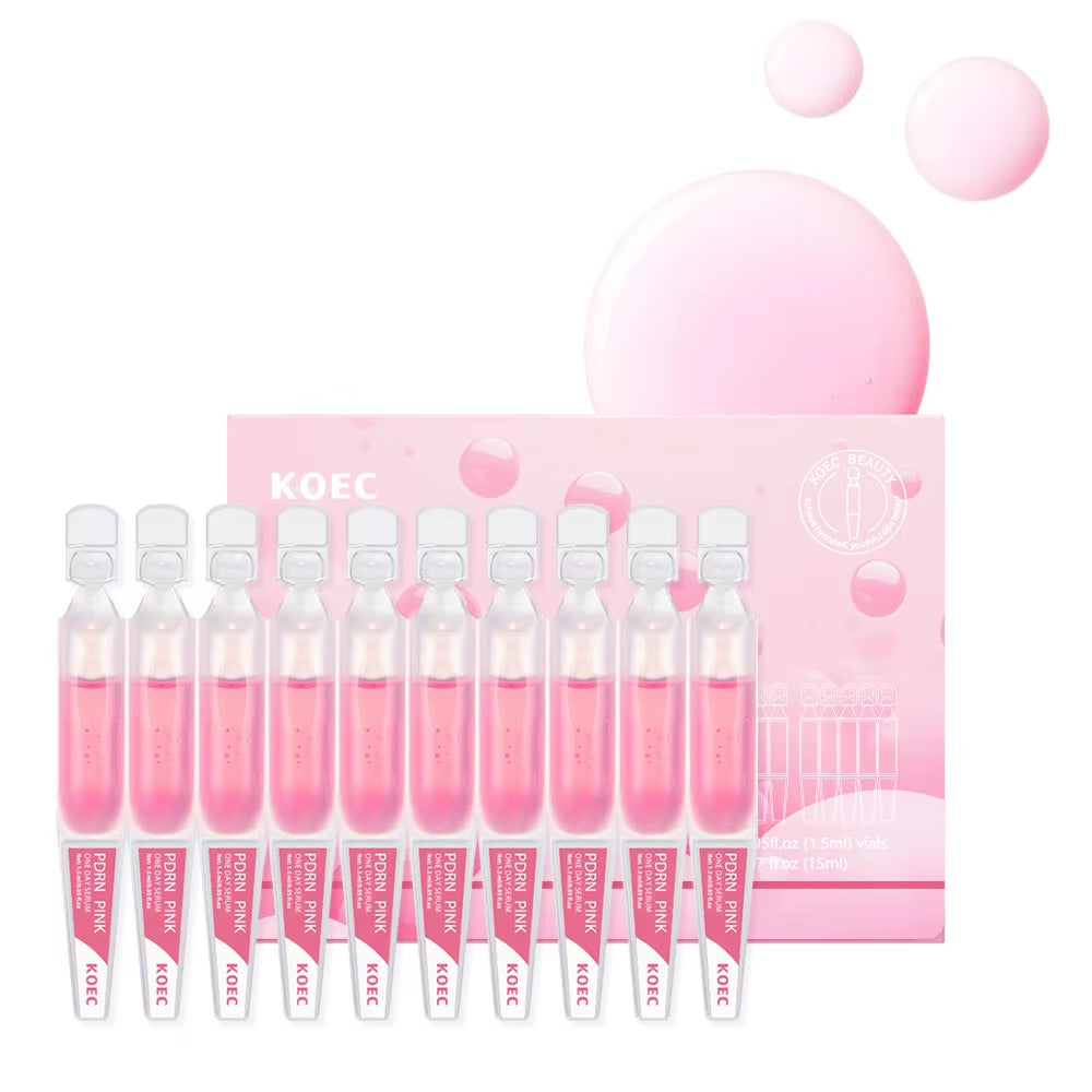10Pcs KOEC PDRN Pink One Day Serum Hydrating Nourishing Smoothing Brightening Even Skin Tone Collagen Niacinamide Glutathion