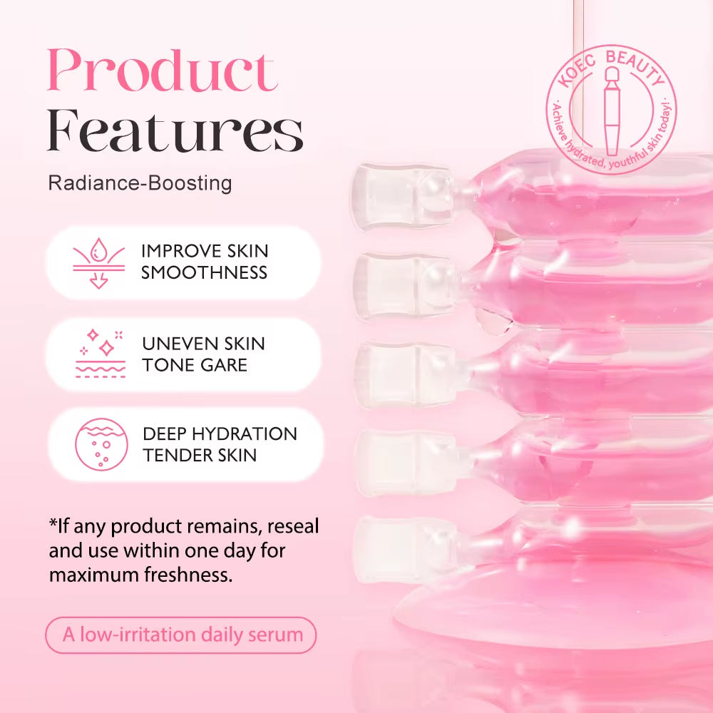 10Pcs KOEC PDRN Pink One Day Serum Hydrating Nourishing Smoothing Brightening Even Skin Tone Collagen Niacinamide Glutathion