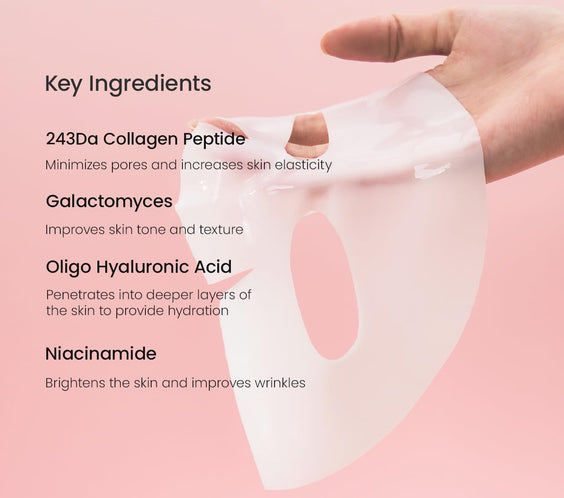 Bio-Collagen Real Deep Mask, Hydrating Overnight Hydrogel Mask, Pore Minimizing, Elasticity Improvement, Korean Skincare | 1.19Oz(34G) X 4Ea