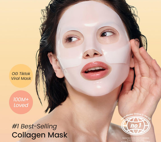 Bio-Collagen Real Deep Mask, Hydrating Overnight Hydrogel Mask, Pore Minimizing, Elasticity Improvement, Korean Skincare | 1.19Oz(34G) X 4Ea