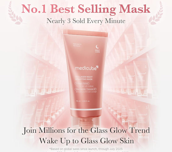 Pink Glow Wrapping Mask Duo: Collagen Overnight Wrapping Peel off Facial Mask Pack and PDRN Caffeine Overnight Wrapping Peel off Facial Mask and Brush