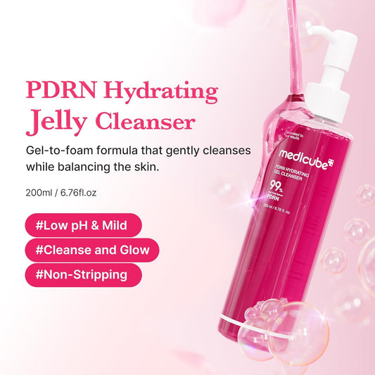 PDRN Jelly to Foam Cleanser | Low Ph Hydrating Daily Face Wash for All Skin Types | with PDRN, Collagen & LHA | Gentle Pore Care & Radiant, Balanced-Looking Skin | Korean Skincare | 200Ml