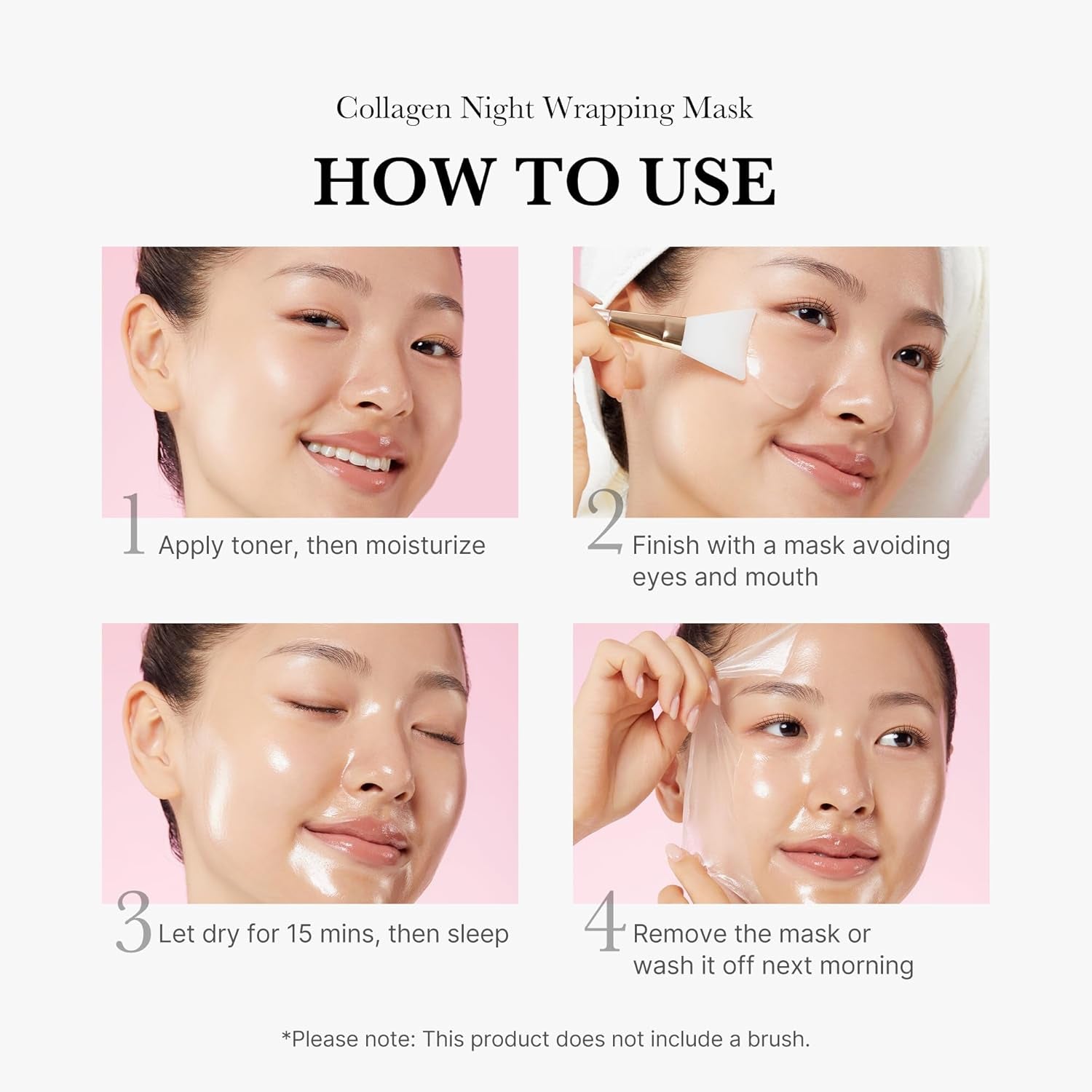 Korean Collagen for Beginner: Collagen Overnight Wrapping Peel off Facial Mask Pack and Collagen Jelly Cream (1.69 Fl Oz (50Ml))